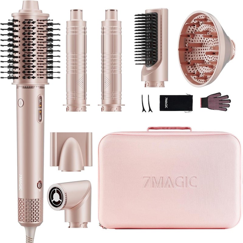 7MAGIC 7 in 1 Hair Styler & Hair Dryer Brush, 110,000 RPM High-Speed Blow Dryer with Negative Ions for Frizz-Free Styling Fast Drying Curling Volumizing Straightening, Hot Air Styler with Travel Case - Image 1